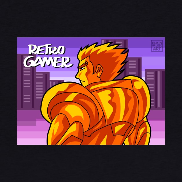Retro Gamer Golden Warrior OC Anime Character by elkingrueso
